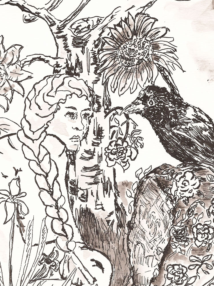 #INKTOBER2018 14: clock (Uhr): Aschenputtel und der&nbsp;Rabe