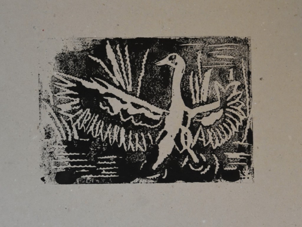 Tänzer am See.&nbsp;Linoldruck