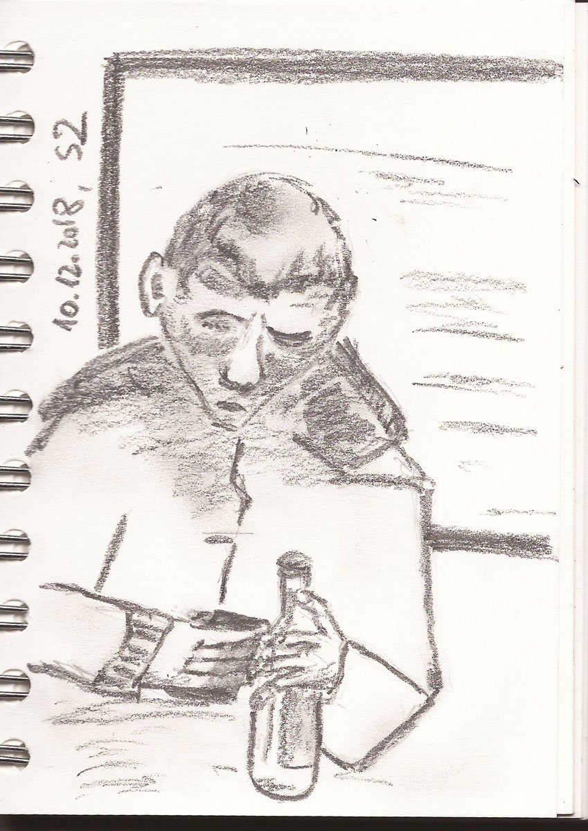 S-Bahn-Skizzen, Skizzenbuch A6, Grafitstift, 210.12.2018