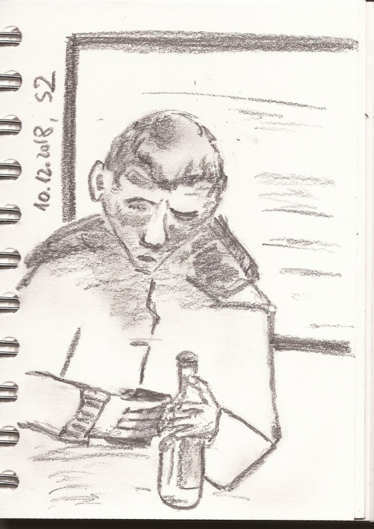 S-Bahn-Skizzen, Skizzenbuch A6, Grafitstift, 210.12.2018