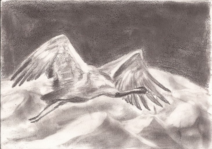 Nach Süden, Zeichnung auf A4Papier, Grafitstift, 12.12.2018