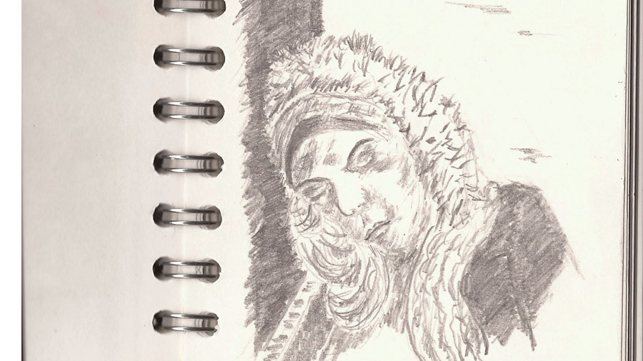 S-Bahn-Skizzen (51), junge&nbsp;Frau