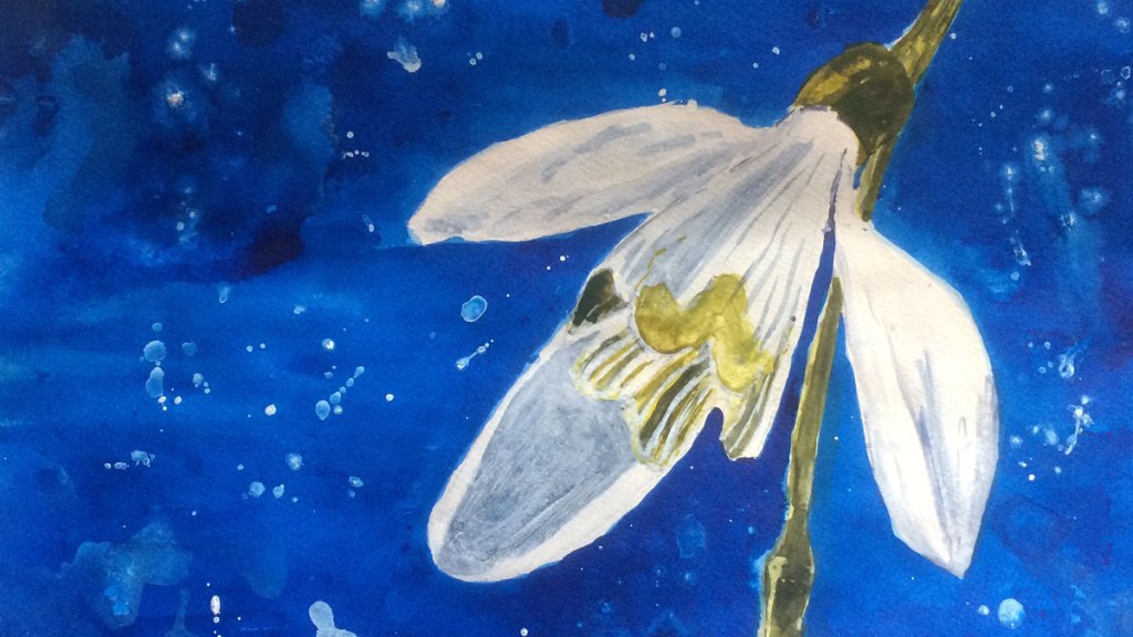 Tuschespielerei – Schneeglöckchen