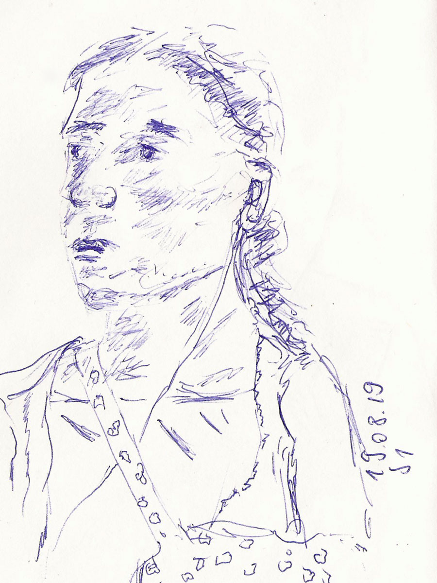 S-Bahn-Skizzen (70). Blauer Kuli und&nbsp;Fineliner