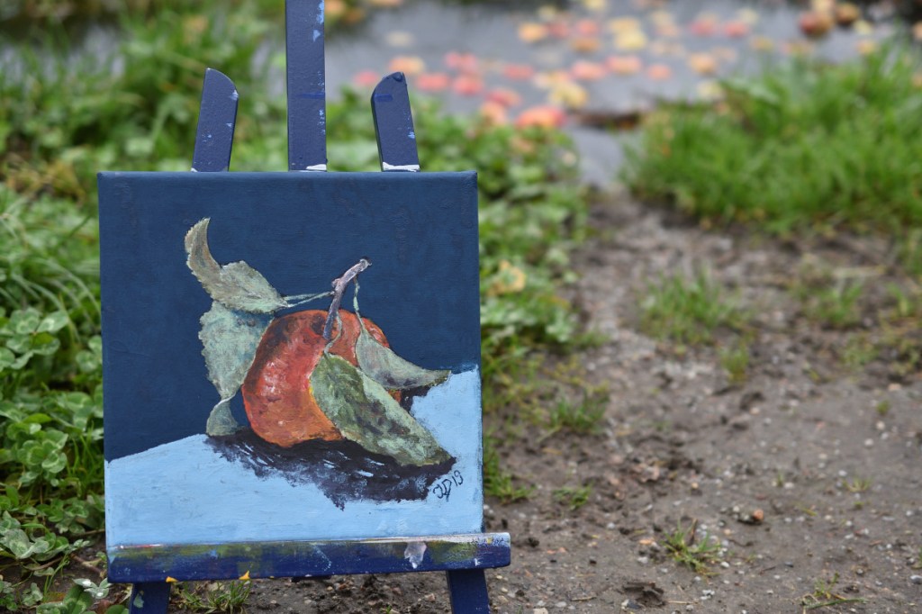 Gouache-Stillleben. Apfel