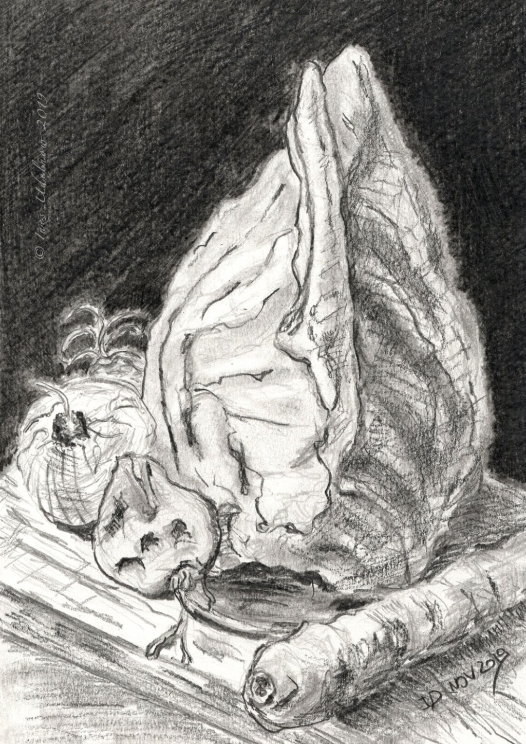 Vor dem Eintopf. Bleistiftstillleben