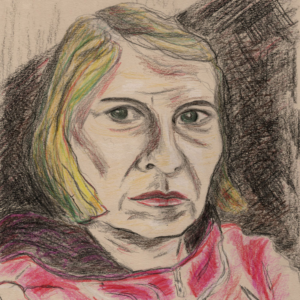 Buntstiftzeichnung, Selbstportrait