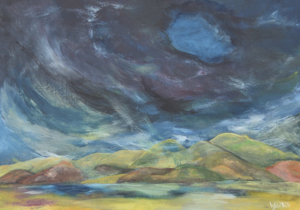 Gouache auf Sperrholz. Sturm