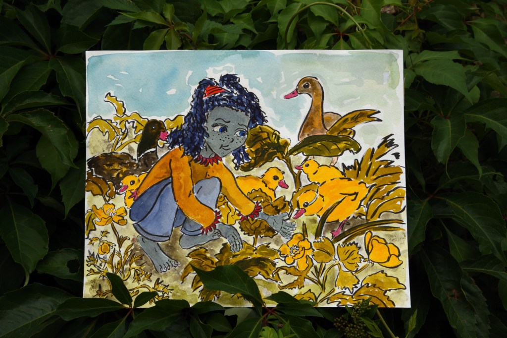 Tuschezeichnung. Koboldina am Ententeich&nbsp;(3)