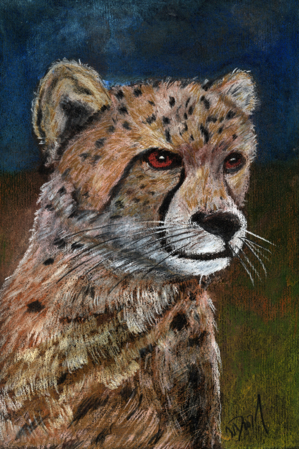 Inktober/aninktober2021, Tag 21. Buntstiftzeichnung Cheetah