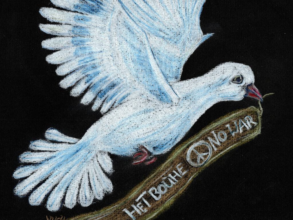 Buntstiftzeichnung. Нет войне