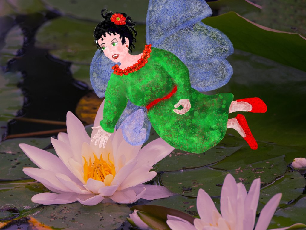 Zeichnen Digital. Rosa im&nbsp;Seerosenteich