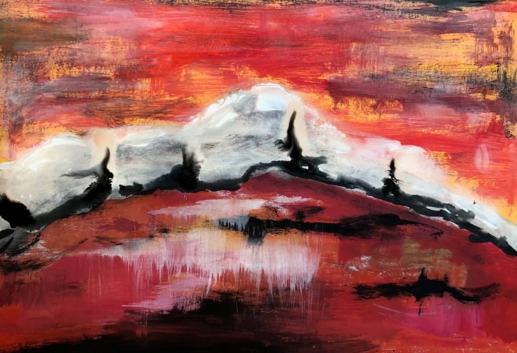 Acryl auf Papier. Innere Landschaft