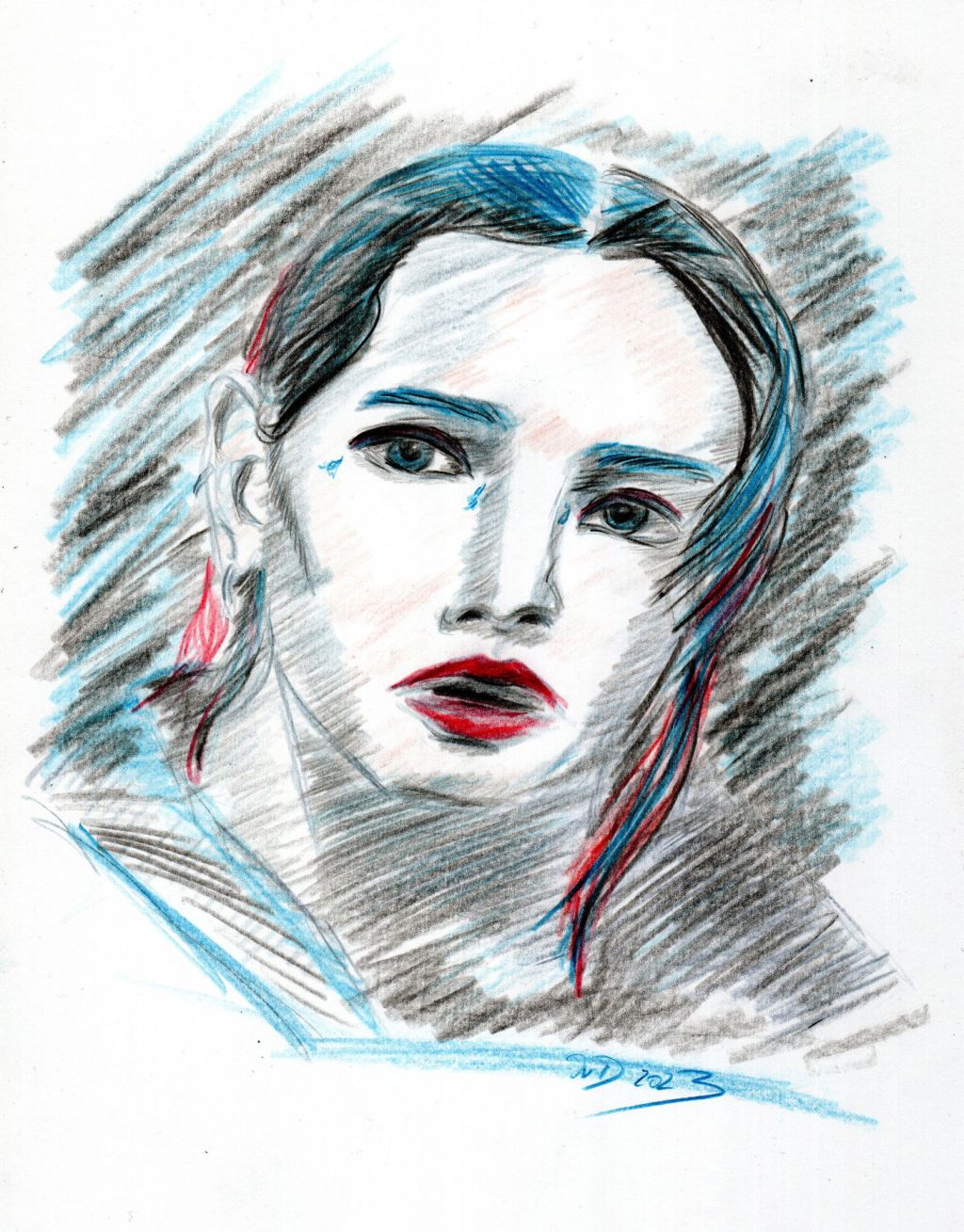 Portraitskizze. In Farbe